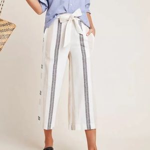 Anthropologie White and Black Striped Capris